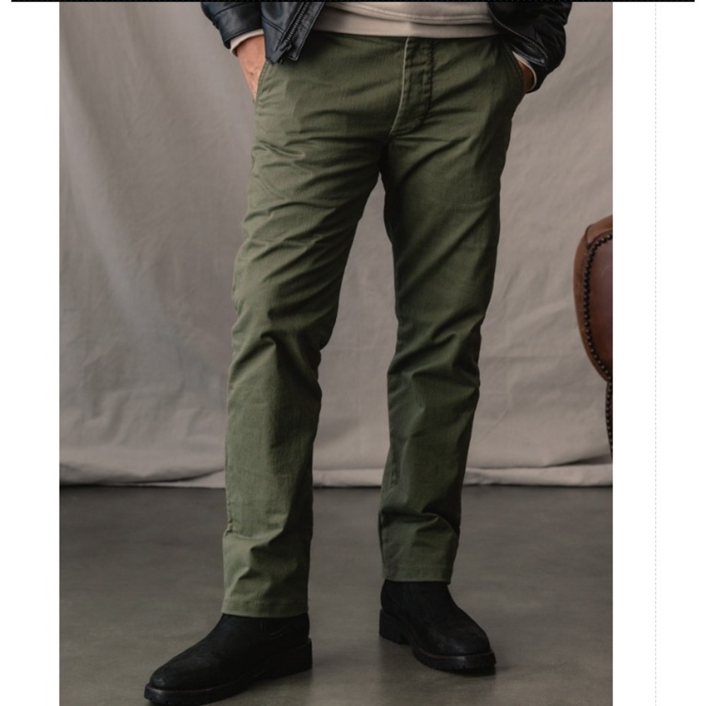 Buck Mason Maverick Slim Officer Pant 9oz Slub Twill Olive Green 34 / 25